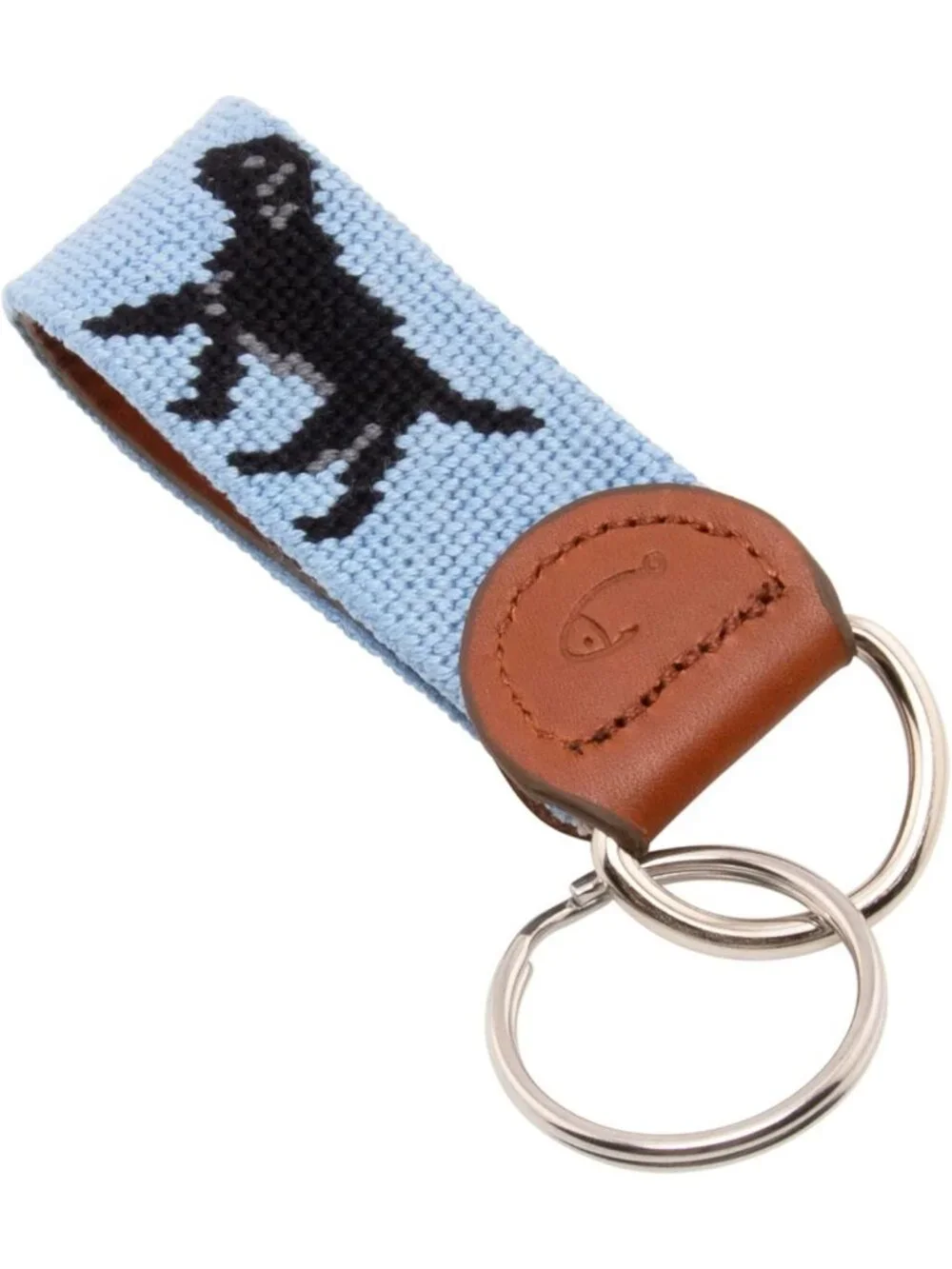 Hand-Stitched Leather Needlepoint Key Fob | Unique Key Chain Accessory